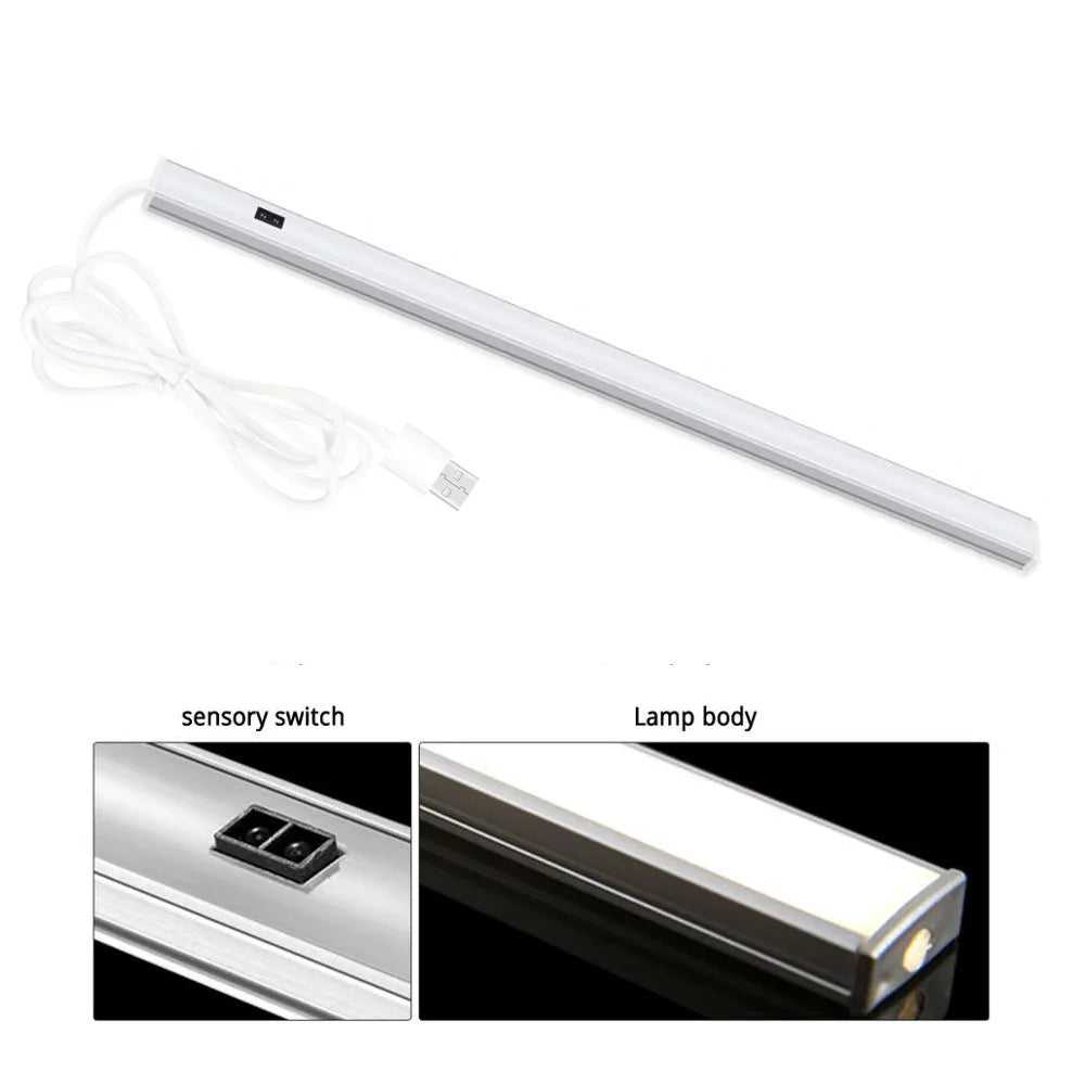 PIR Motion Sensor LED under Cabinet Light 20/30/40/50Cm 5V USB Wardrobe Closet Lamp Strip Kitchen Hand Sweep Sensor Night Lights